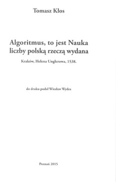 ALGORITMUS TO JEST NAUKA LICZBY POLSKĄ RZECZĄ WYD.