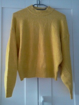 H&M żółty sweter półgolf z dodatkiem wełny S M
