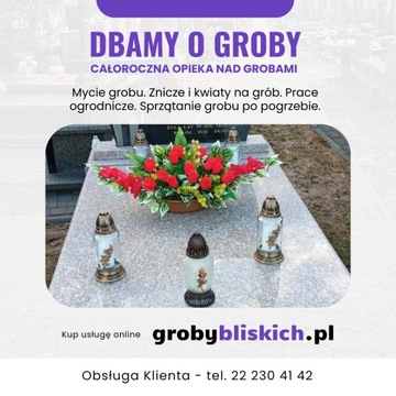 Opieka nad grobami Ołtarzew - mycie grobu