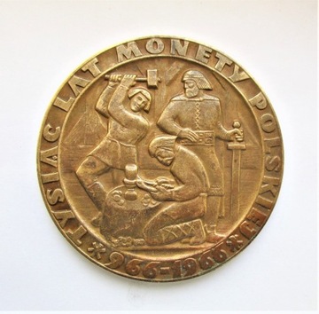 Medal, TYSIĄC LAT MONETY POLSKIEJ 966-1966