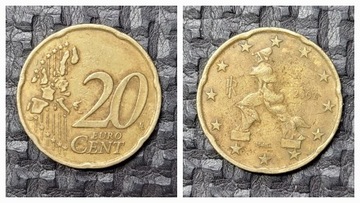 Moneta 20 Euro Cent (Euro centów) 2002 Włochy 