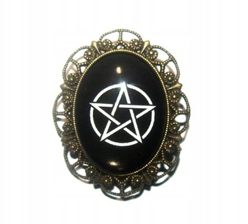 Duża Broszka PENTAGRAM Gothic Ażurowa Amulet