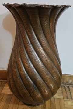 Ciekawy duży stary miedziany wazon doniczka 45 cm 