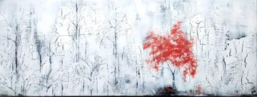 Obraz akrylowy, 80*30 cm pejzaż abstrakcyjny zima