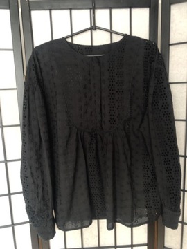 Koszula damska H&M, r. 38, ażurowa, haft, czarna