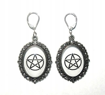 Kolczyki PENTAGRAM Duże Wiszące Amulet Gothic