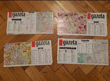 Stare mapy Paryż, Amsterdam, Wiedeń, Rzym, mapa