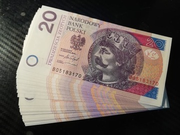 20 zł złotych UNC z paczki bankowej 2016 seria BO