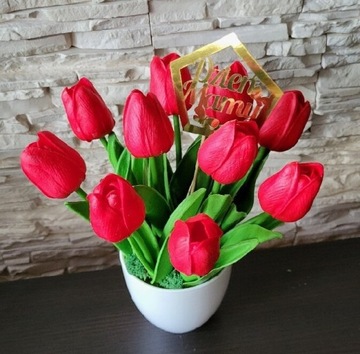 Bukiet Tulipany Silikonowe Dzień Matki Kwiaty 