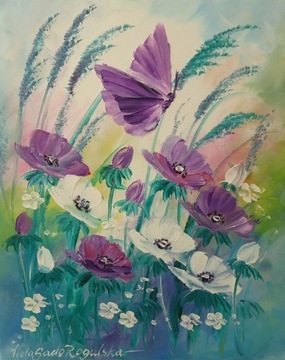 MOTYL olej płótno 24 x 30  Viola Sado R