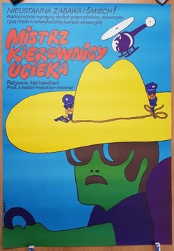 Plakat filmowy MISTRZ KIEROWNICY UCIEKA -Żbikowski