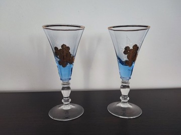 Kieliszki do szampana błękitne ręcznie malowane