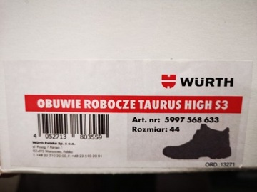 Wurth taurus high s3 buty ochronne robocze r 44