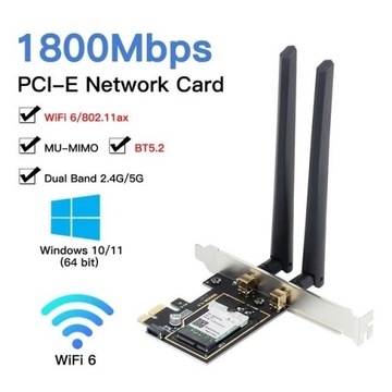 Fenvi Karta WiFi 6 1800Mbps PCI-E Blue-tooth 5.2 