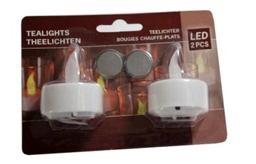 2 świeczki LED tealight z bateriami. Święta lśnią