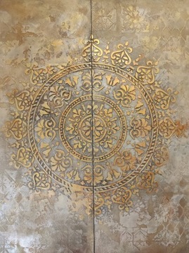 Obraz mandala beton złota dyptyk