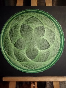Obraz z nici String Art Stringart Mandala ok 60x60