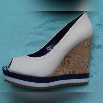 Buty espadryle koturny r.37 open toe 