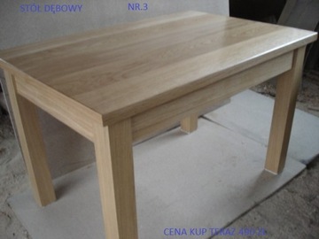 Stół drewniany dębowy 110x70 lub 100x80, taborety