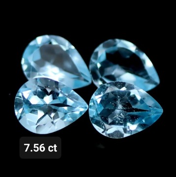 Naturalny Topaz 7.56 ct łezki 4szt