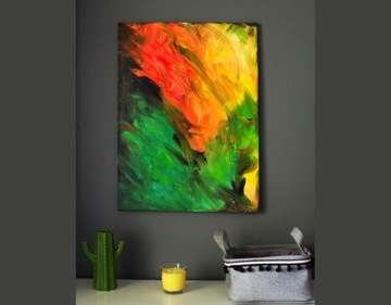 Obraz ręcznie malowany, energetyczny, kolorowy