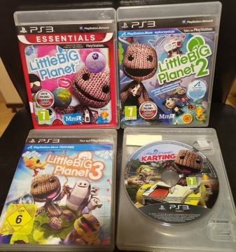 Zestaw 4 części Little Big Planet 1 2 3 Karting 