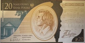 Banknot kolekcjonerski 200. urodzin Chopina 