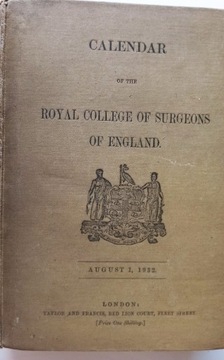 Calendar Royal College of surgeons of England 1932