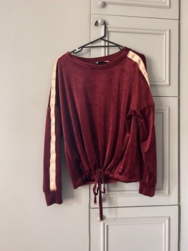 Burgundowa welurowa bluza M