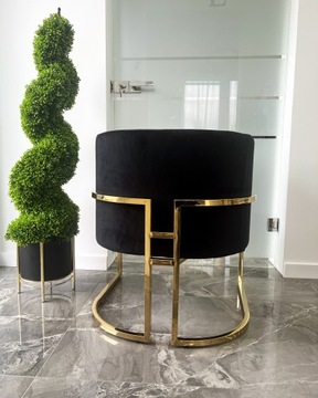 Złoty czarny fotel Glamour Premium nowoczesny LUX