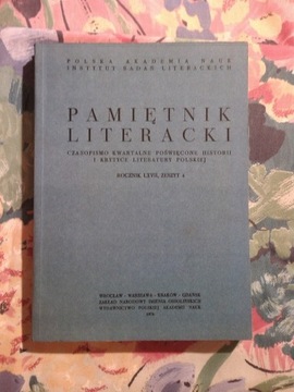 PAMIĘTNIK LITERACKI HISTORIA LITERATURY POLSKIEJ 