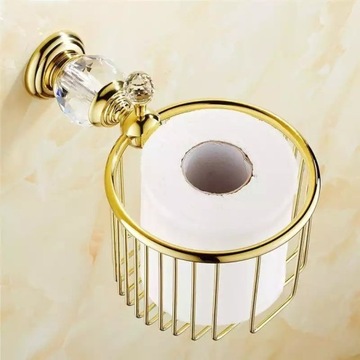 Uchwyt na papier toaletowy złoty glamour kryształ