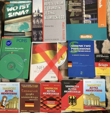 Zestaw rożnych książek do nauki j. niemieckiego