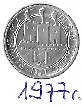 SAN MARINO, 1 lira 1977, ekologia, mennicza