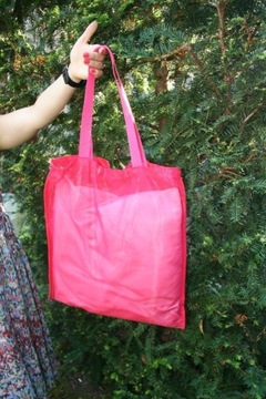różowa torba siatka pink oczka 43*44cm 