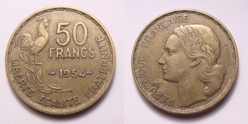 Francja 50 franków 1954 r. RZADKA!