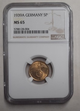 5 fenigów 1939 A NGC MS65