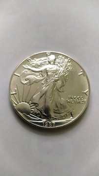 1 Dolar Amerykański Orzel 1987 r. Ag. 999.