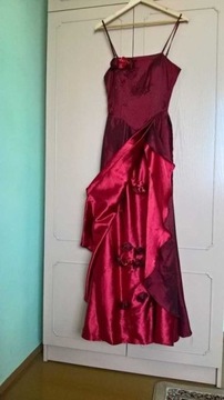 Suknia weselna/ wieczorowa bordowo czerwona + szal