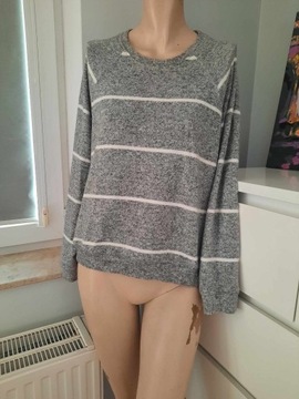 S 36 H&M sweter sweterek z długim rękawem w paski bluzka wiskoza szary