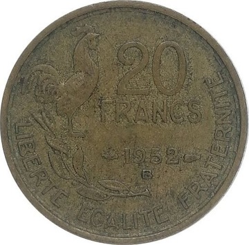 Francja 20 francs 1952 B, KM#917.2