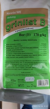 Nawóz dolistny Grinlist Bor 170 g/kg