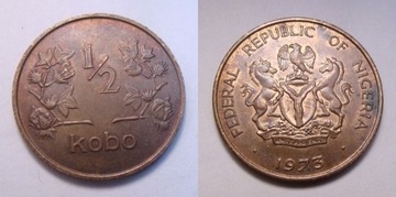 Nigeria 1/2 kobo 1973 r. PIEKNA!