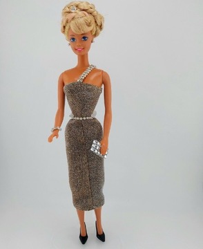 Sukienka ubranko dla lalek Barbie gold zest.8elem