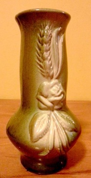 Flakon wazonik z lat 60-tych z różą ceramika PRL