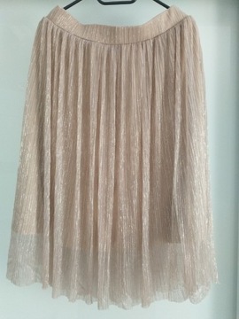 Piękna spódnica w kolorze puder róż ze srebrną nicią podszewka rozmiar XL