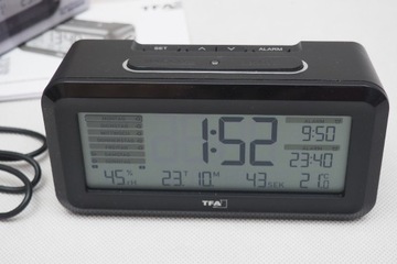 zegar budzik, 2 alarmy, wiele funkcji, DCF77, LED