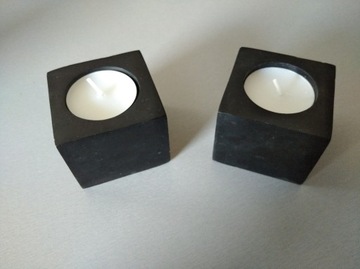 Świecznik tealight 2 szt marmurowy czarny 6/6/5cm 