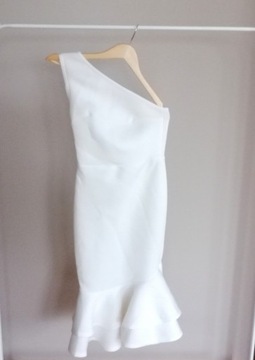 Boohoo biała długa maksi sukienka syrenka 38M maxi