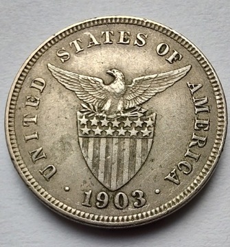 FILIPINY USA 5 Centavos 1903 ŁADNA